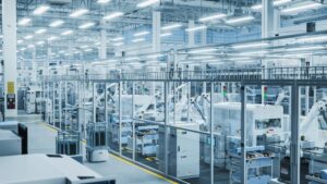 3d,render:,advanced,robot,arm,conveyor,line,manufacturing,electronics,enclosure